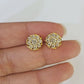 10k Diamond Flower Earrings Yellow gold Real screw-back Women Men Studs