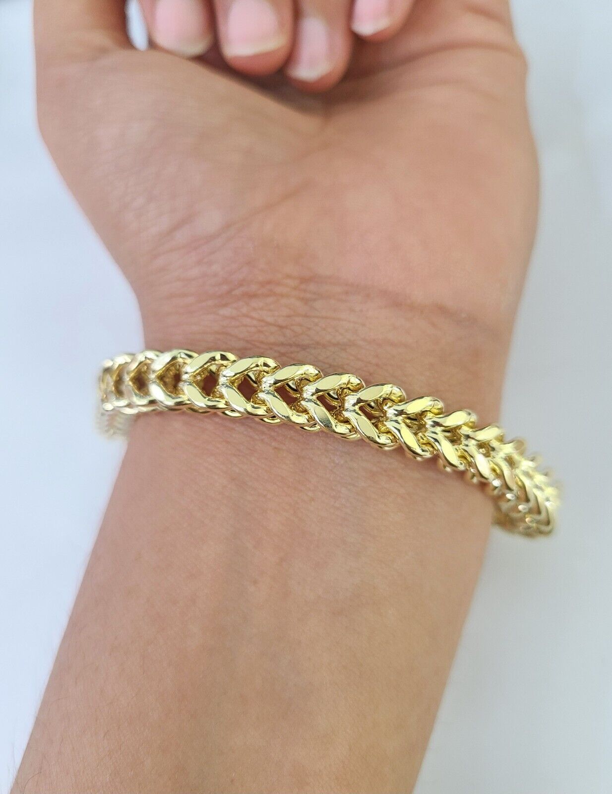 10k Franco Bracelet 8mm 8" Inch Yellow Gold Men Women Link Real 10kt
