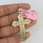 Real 14k Solid Chain Cross Charm Set Miami Cuban Link 3mm Necklace Pendant Gold