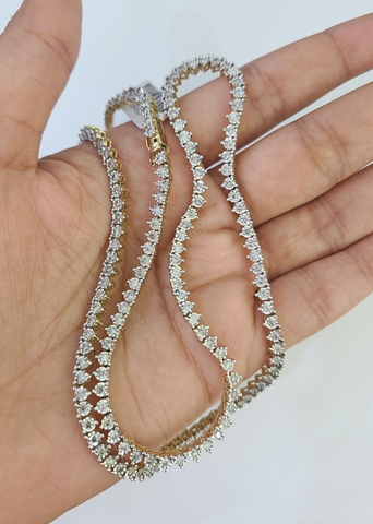 10k Diamond Chain Necklace Yellow Gold Men Women Diamond Cuts Real Genuine