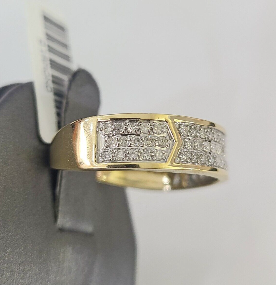 Real 14k Diamond Mens Ring Band Yellow Gold Casual Genuine Natural Wedding