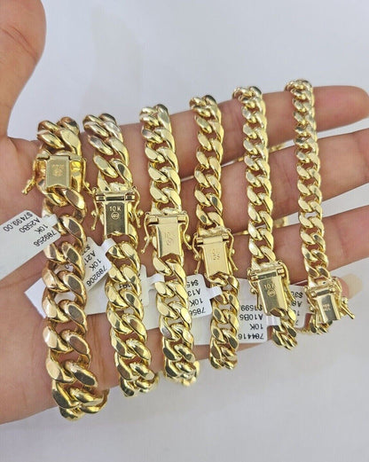 Real 10k Miami Cuban link Bracelet 6mm-11mm 7.5"-9" 10kt Yellow Gold