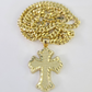10k Miami Cuban Chain Jesus Cross Charm Pendant Set 5mm 18"28" Necklace Gold
