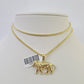 10K Franco Chain Lion Pendant Charm Necklace 16"-24" 2mm Yellow Gold SET