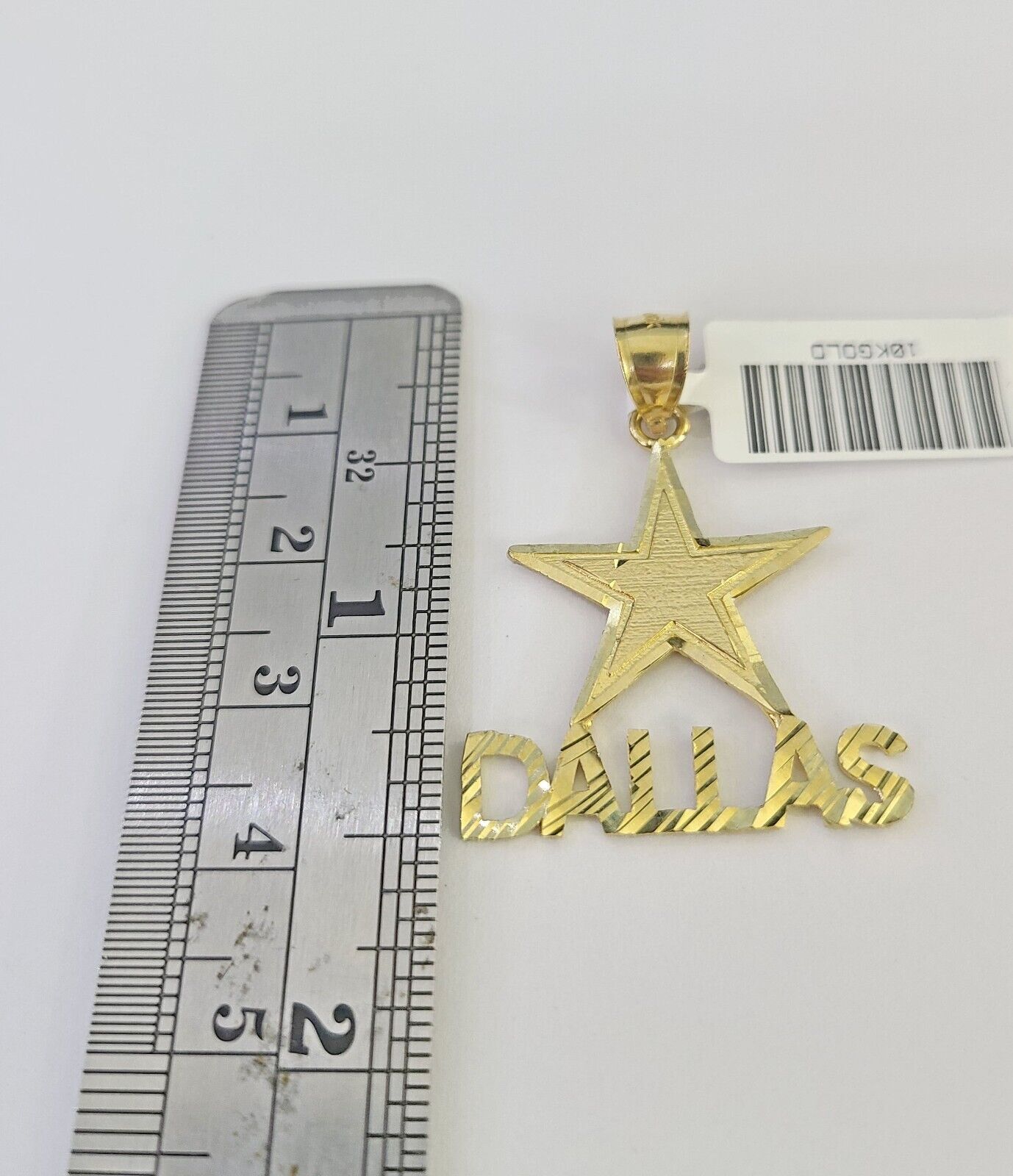 10k Solid Gold Cuban Curb Chain Dallas Star Pendant 2mm 18"-24" SET Necklace