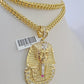 10K Franco Chain Pharaoh Pendant Charm Necklace 20"-26" 5mm Yellow Gold SET