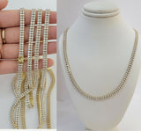 10k Yellow Gold Chain Real Tennis Necklace 18" 20" 22" Two-row Stone Mens Women