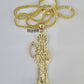 10K Franco Chain Saint Reaper Pendant Charm Necklace 20"-28" 4mm Gold SET Yellow