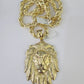 Real 10k Rope Chain Lion Head Charm Set 8mm 20"-30" Inch Necklace Yellow Gold