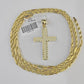 10k Milano Rope Chain Jesus Cross Charm Necklace SET 3mm 18" 20" 22" 24"