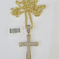 10k Miami Cuban Chain Jesus Cross Charm Set 4.5mm 20"-28" Necklace Pendant Gold