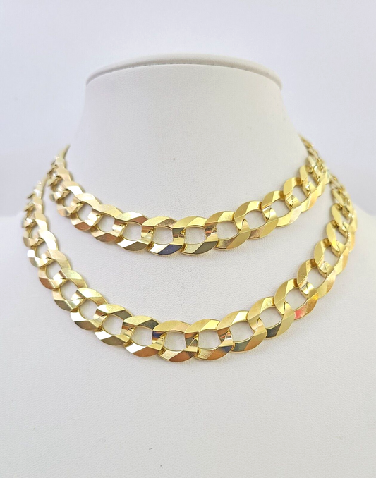 10k Solid Gold Cuban Curb Link Chain 12mm 28" Real Yellow Gold Real Necklace