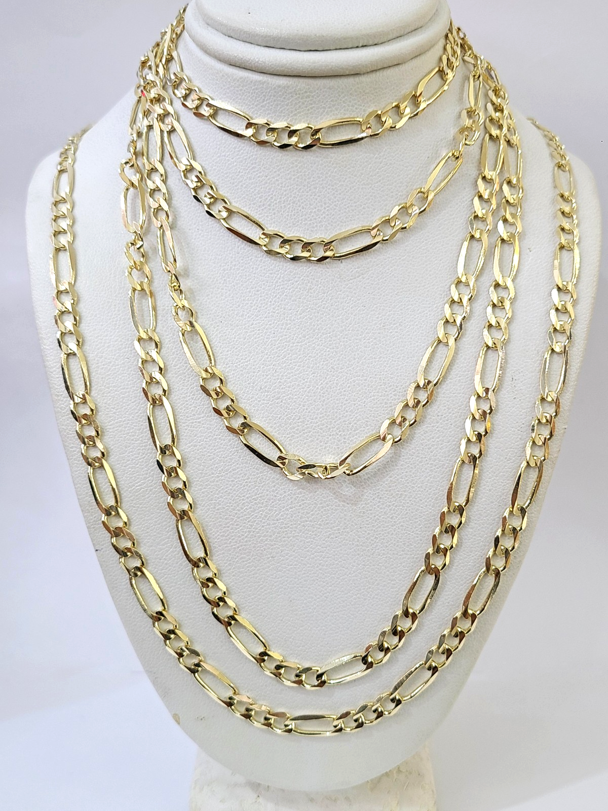 Real 14k Solid Gold Chain Figaro Link Necklace 5mm 18"-28" Men Women 14kt