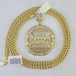 10K Franco Chain Last Supper Pendant Charm Necklace 20"-26" 5mm Gold SET Yellow