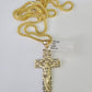 10K Franco Chain Jesus Cross Pendant Charm Necklace 20"-26" 2.5mm Yellow Gold