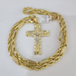 10k Milano Rope Chain Jesus Cross Charm Necklace SET 5mm 18"-28" Pendant