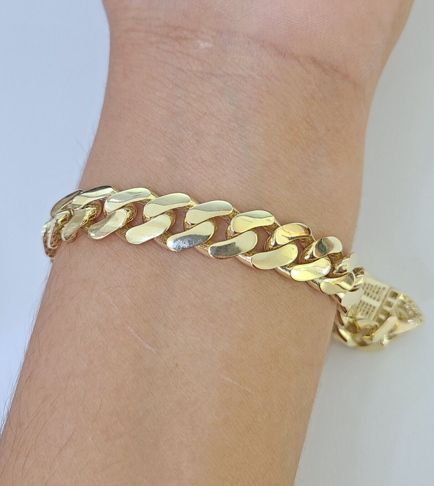 14K Yellow Gold Royal Monaco Cuban Bracelet 10mm 8.5 inches Box Lock