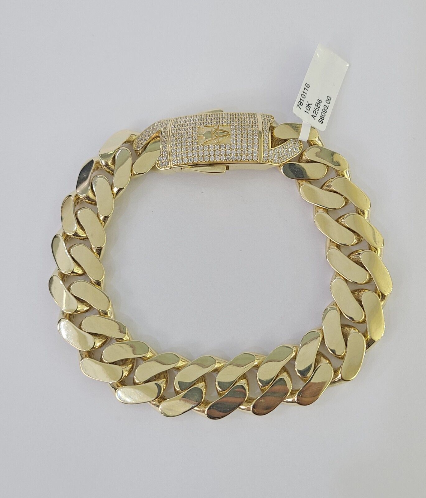 Real 10K Royal Monaco Bracelet Yellow Gold 9.5" Box Clasp 15mm Genuine