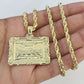 10k Solid Rope Chain Last Supper Charm Set 4mm 18"-30" Necklace Gold Pendant