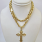 10k Milano Rope Chain Jesus Cross Charm Necklace SET 5mm 18"-28" Pendant