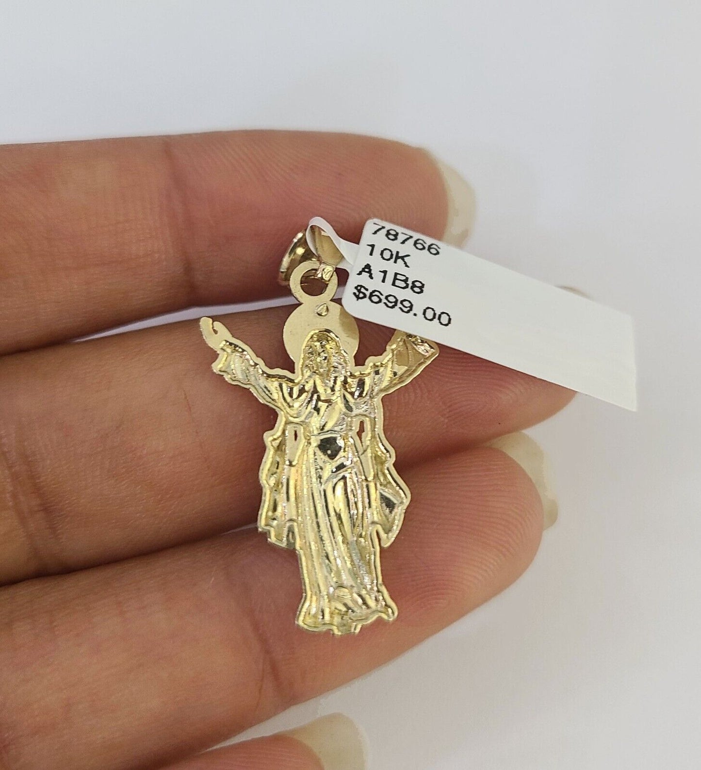 10k 2.5mm Rope Chain Jesus Pendant 18"-30" Yellow Gold Set Charm Necklace