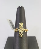 REAL 10K Gold Jesus Cross Nugget Ring Band Style Rings 10Kt Yellow