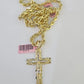 Real 14k Rope Chain Jesus Cross Charm Set 6mm 18"-28" Necklace Yellow Gold