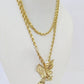 Real1 0k Gold Rope Chain Eagle Pendant SET 3mm 26'' Necklace Flying Eagle Genuin