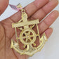 Real 14k Solid Chain Jesus Anchor Charm Set Miami Cuban 6mm Necklace Pendant