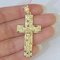 14k Gold Chain Cross Charm Solid Cuban Curb Link 3mm 18"-26" Inch Diamond CutSET