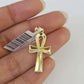 10K Solid Franco Chain Ankh Cross Pendant Charm Necklace 18"-24" 1.5mm Gold