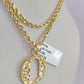 10k Gold Initial O Charm Rope Chain 16"-26" 2.5mm SET Necklace Alphabet Pendant