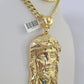 10K Miami Cuban Link Chain Jesus Head Pendent Charm 8mm 20"-30" Necklace Gold