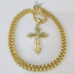 10k Gold Byzantine Necklace Jesus Cross Charm 20-30 inch 3mm Pendant SET