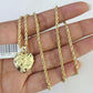 10k 2.5mm Rope Chain Nugget Heart Pendant 18"-30" Yellow Gold Set Charm Necklace