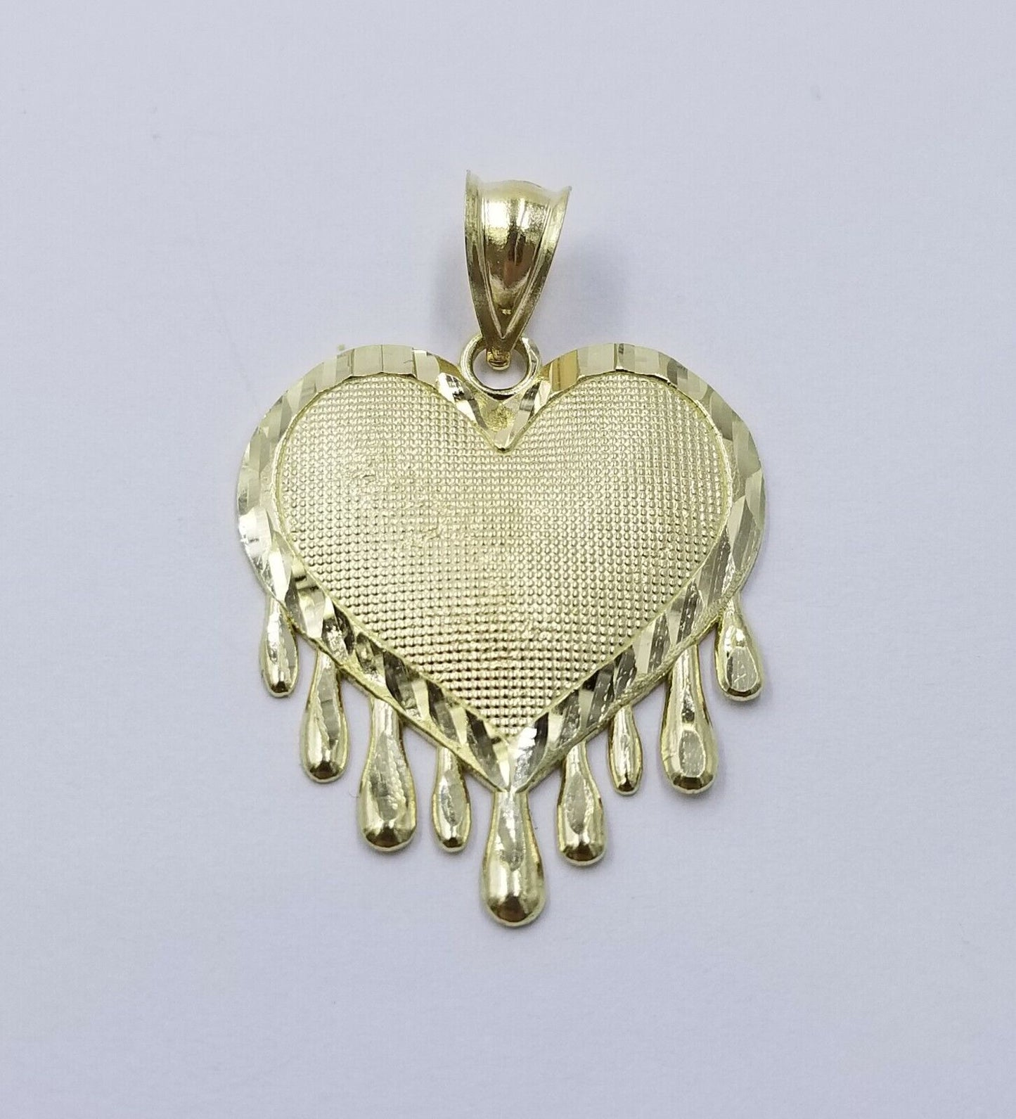 10k Yellow Gold Rope Chain 2.5mm Heart Diamond Cut Pendant