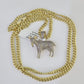 10k Miami Cuban Chain Goat Charm Set 4.5mm 20"-28" Necklace Pendant Gold