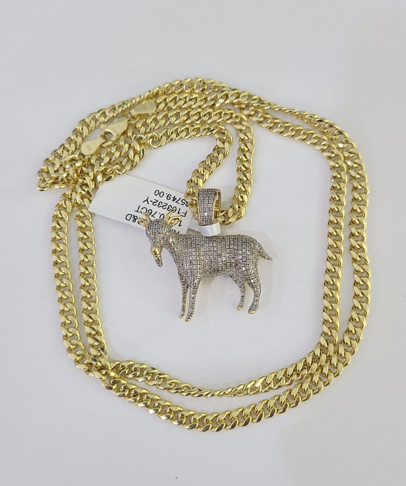 10k Miami Cuban Chain Goat Charm Set 4.5mm 20"-28" Necklace Pendant Gold