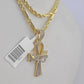10k Milano Rope Chain Diamond Evil Eye Cross Charm Necklace SET 3mm 18"-24"