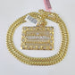 Real 14k Solid Chain Last Supper Charm Set Miami Cuban Link 6mm Necklace Pendant