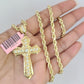 Real 14k Solid Rope Chain Jesus Cross Charm Gold Set 4mm 18"-30" Necklace