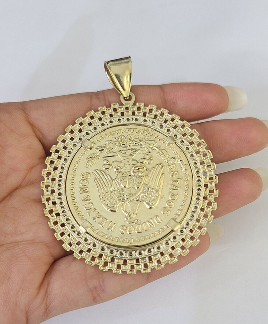 10k Centenario Coin Charm Yellow Gold 50 Pesos 1947 Mexico/Mexican Coin 2.5"