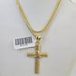 10K Franco Chain Jesus Cross Pendant Charm Necklace 16"-24" 2mm Gold SET Yellow