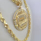 Real 10k Solid Rope Chain Last Supper Charm Set 6mm 20"-30" Inch Necklace Gold