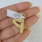 10k Yellow Gold Diamond P Charm Pendant Initial Alphabet Letter Real Genuine