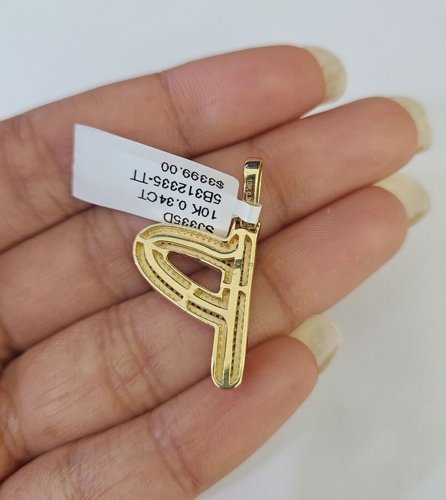 10k Yellow Gold Diamond P Charm Pendant Initial Alphabet Letter Real Genuine