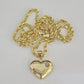 Real 10k Rope Chain Heart Charm Pendant SET Necklace 3mm 18"-24" Ladies