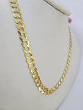 14k Solid Cuban Curb Link Chain 8mm 22 inch Yellow Gold Real Necklace