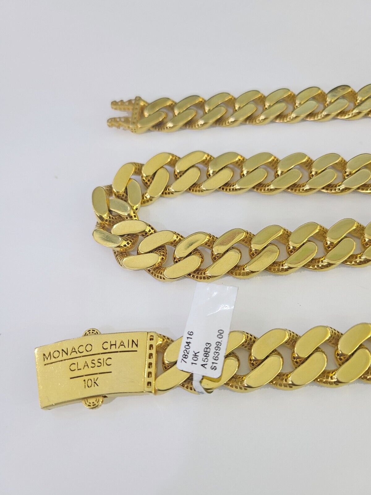 Real 10k Royal Monaco Chain 15mm Diamond Cut 24 inches Yellow Gold Necklace