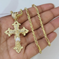 10k Milano Rope Chain Jesus Cross Charm Necklace SET 3mm 18"-26" Pendant